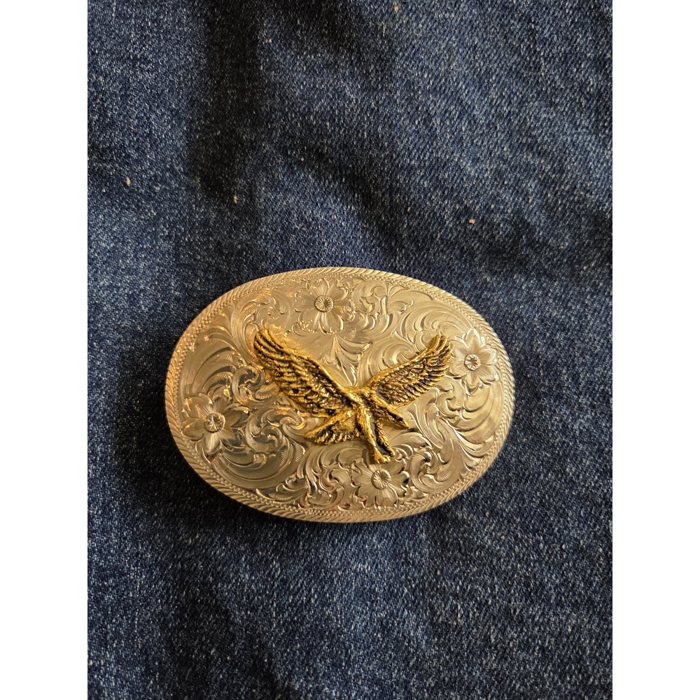 Montana Silversmiths Two-Tone Eagle Oval Belt Buckle - Silver & Antique Gold